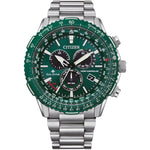 Citizen  Promaster Eco-Drive Radio Controlled Herrklocka CB5004-59W analog herrklocka med grön urtavla och armband i rostfritt stål