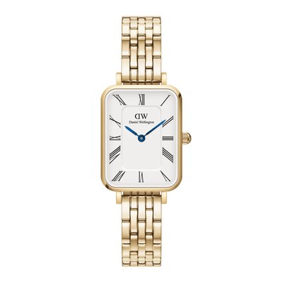 Daniel Wellington Quadro Roman Numerals 5-Link DW00100688 analog damklocka med vit urtavla och armband i rostfritt stål