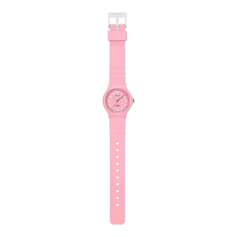 Casio Timeless LQ-24B-4BEF analog unisexklocka med rosa urtavla och armband i resin