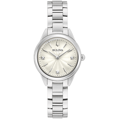 Bulova Diamond Ladies Ø28mm 96P219 analog damklocka med silver urtavla och armband i rostfritt stål