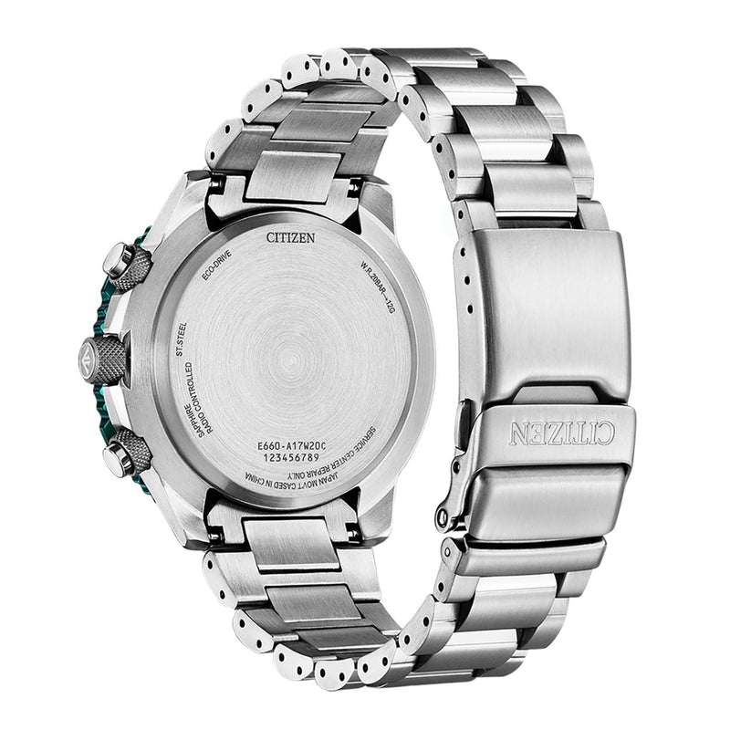 Citizen  Promaster Eco-Drive Radio Controlled Herrklocka CB5004-59W analog herrklocka med grön urtavla och armband i rostfritt stål