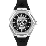 Philipp Plein The Skull PWPWA0124 analog herrklocka med svart urtavla och armband i gummi