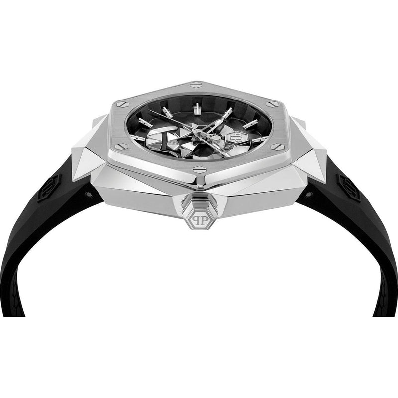 Philipp Plein The Skull PWPWA0124 analog herrklocka med svart urtavla och armband i gummi
