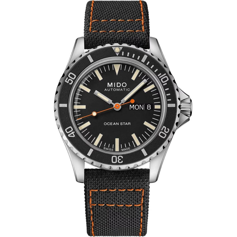 Mido Ocean Star Tribute M026.830.11.051.00 analog herrklocka med svart urtavla och armband i läder