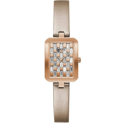 Guess Bauble Damklocka GW0103L2 analog damklocka med silver urtavla och armband i läder