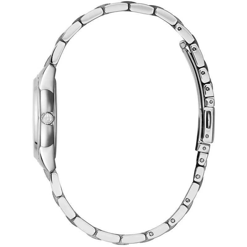 Bulova Diamond Ladies Ø28mm 96P219 analog damklocka med silver urtavla och armband i rostfritt stål