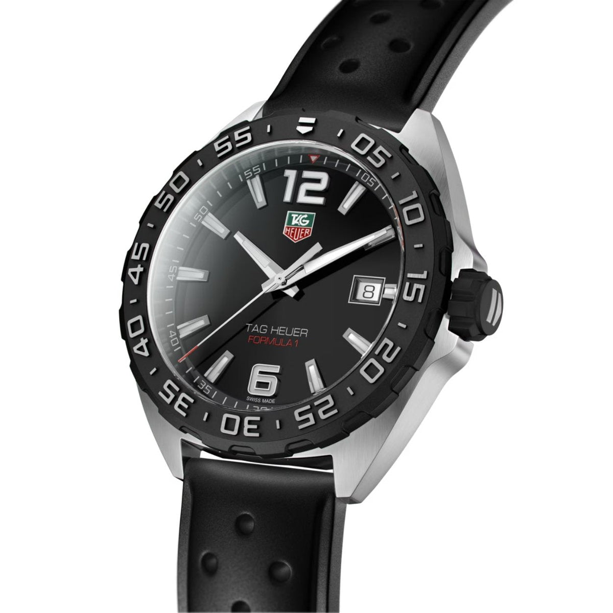 TAG Heuer Formula 1 Date WAZ1110.FT8023 analog herrklocka med svart urtavla och armband i gummi
