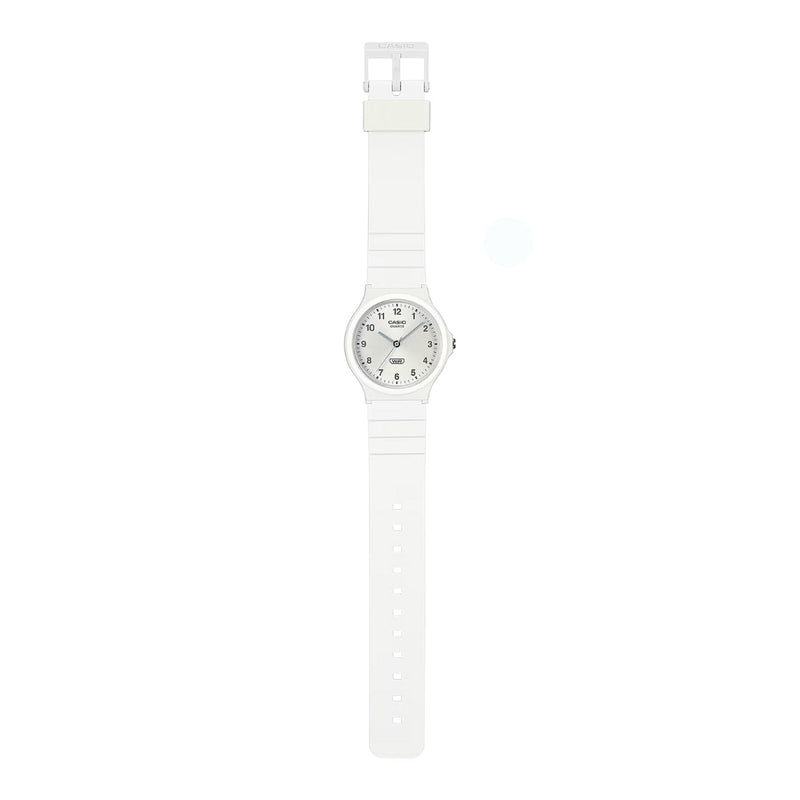 Casio Timeless MQ-24B-7BEF analog unisexklocka med vit urtavla och armband i gummi
