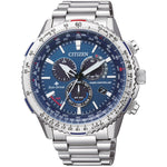Citizen Promaster Sky Pilot CB5000-50L analog herrklocka med blå urtavla och armband i rostfritt stål
