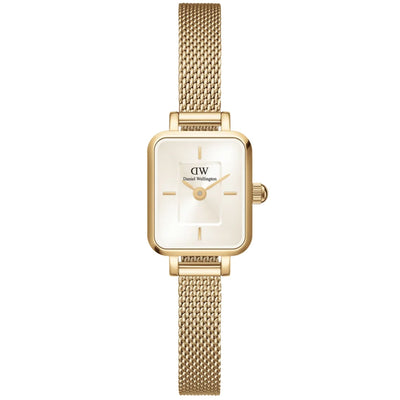 Daniel Wellington Quadro Mini DW00100656 analog damklocka med vit urtavla och armband i rostfritt stål
