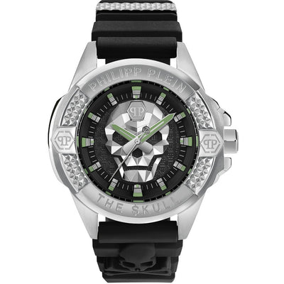 Philipp Plein The Skull PWAAA0121 analog herrklocka med svart urtavla och armband i gummi