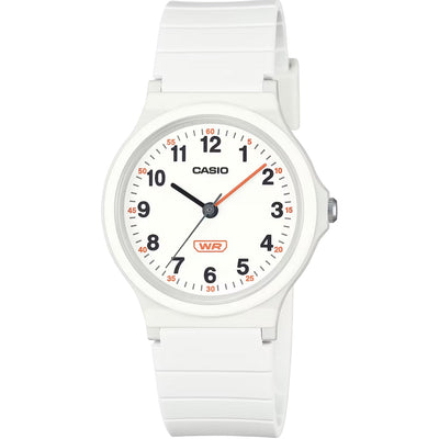 Casio Timeless LQ-24B-7BEF analog unisexklocka med vit urtavla och armband i resin
