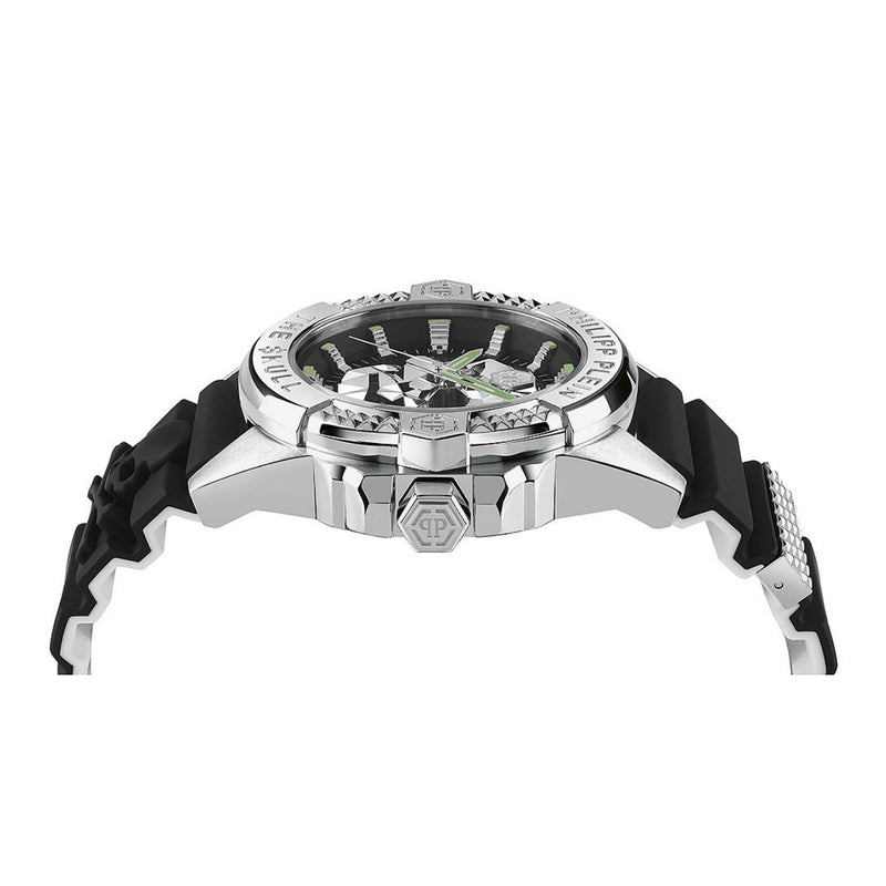 Philipp Plein The Skull PWAAA0121 analog herrklocka med svart urtavla och armband i gummi