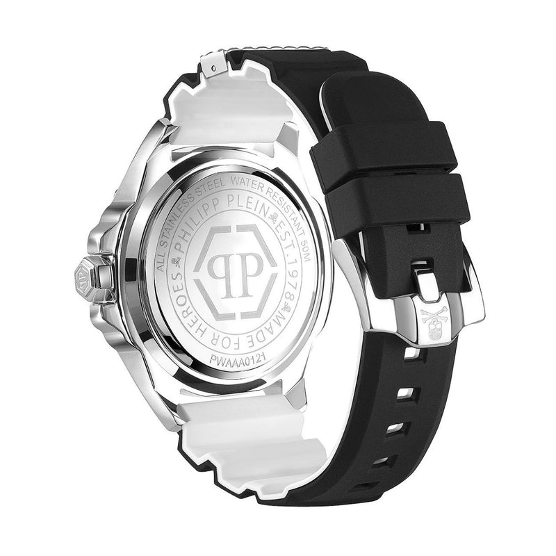 Philipp Plein The Skull PWAAA0121 analog herrklocka med svart urtavla och armband i gummi