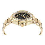 Philipp Plein Royal Gold PWBDA0824 analog damklocka med svart urtavla och armband i rostfritt stål