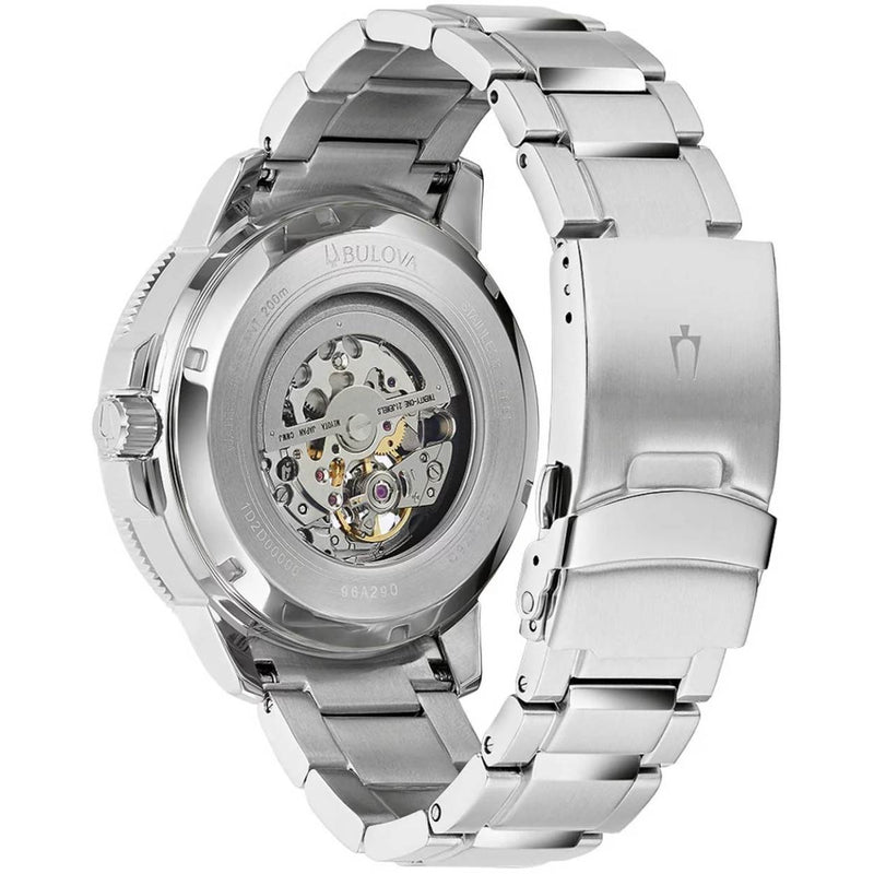 Bulova Marine Star 96A290 analog herrklocka med svart urtavla och armband i rostfritt stål