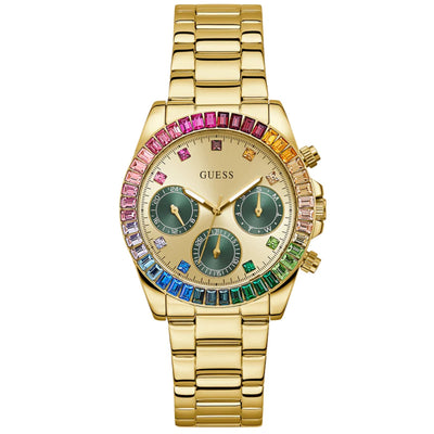 Guess Halo GW0690L4 analog damklocka med guld urtavla och armband i rostfritt stål