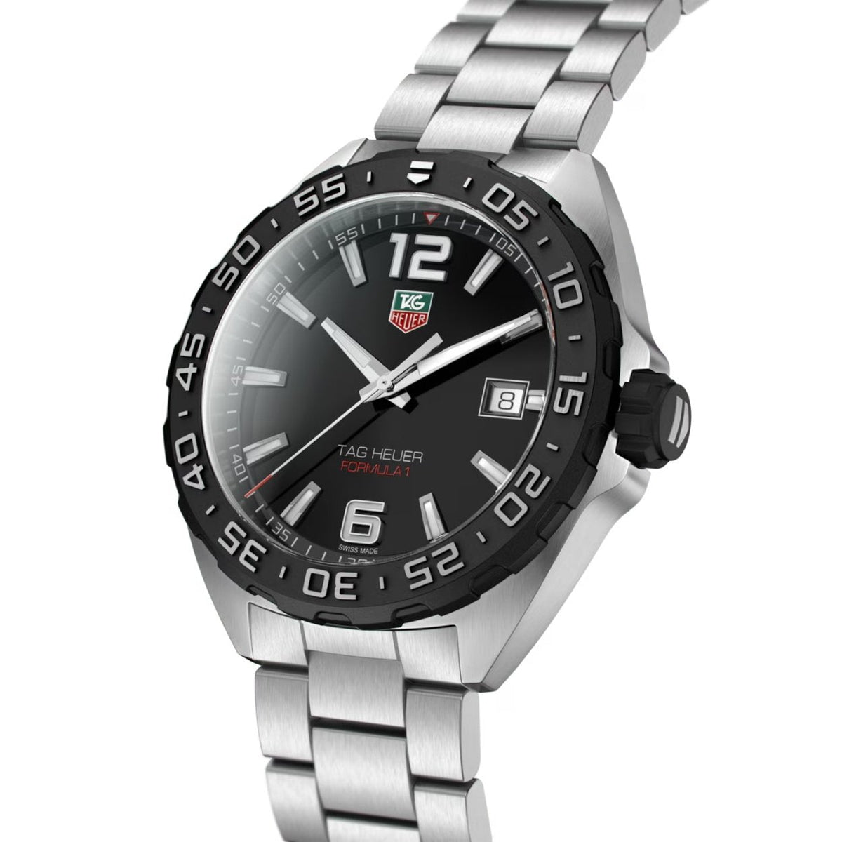 TAG Heuer Formula 1 Date WAZ1110.BA0875 analog herrklocka med svart urtavla och armband i rostfritt stål