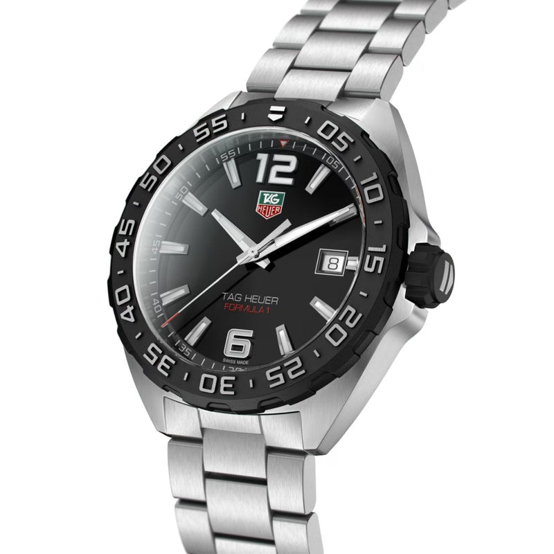 TAG Heuer Formula 1 Date WAZ1110.BA0875 analog herrklocka med svart urtavla och armband i rostfritt stål