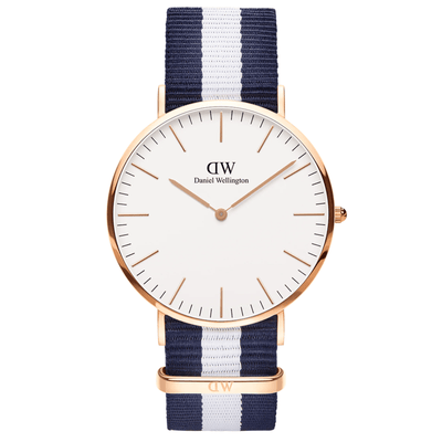 Daniel Wellington Classic Glasgow Rose Gold DW00100004 analog unisexklocka med vit urtavla och armband i läder