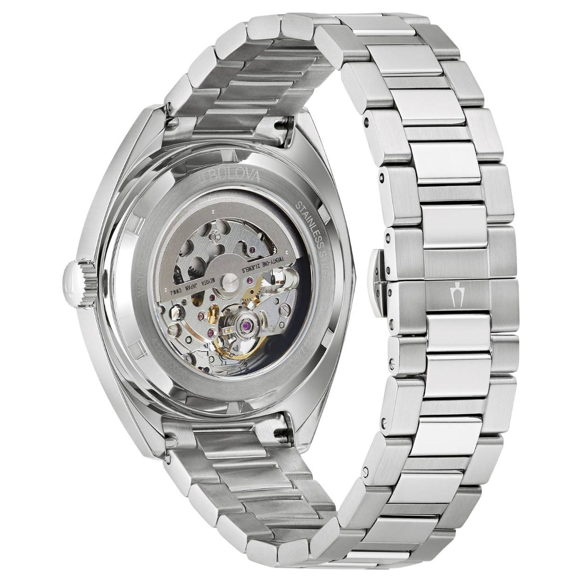 Bulova Surveyor Automatic 96A292 analog herrklocka med blå urtavla och armband i rostfritt stål