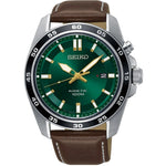 Seiko Mens Kinetic SKA791P1 analog herrklocka med grön urtavla och armband i läder