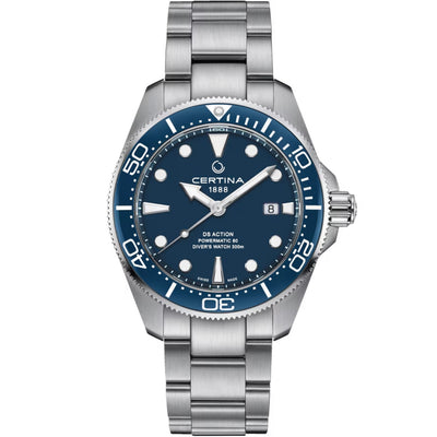 Certina DS Action Diver C032.607.11.041.00 analog herrklocka med blå urtavla och armband i rostfritt stål