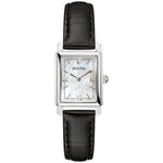 Bulova Sutton 96L330 analog damklocka med vit urtavla och armband i läder