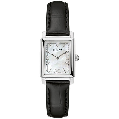 Bulova Sutton 96L330 analog damklocka med vit urtavla och armband i läder