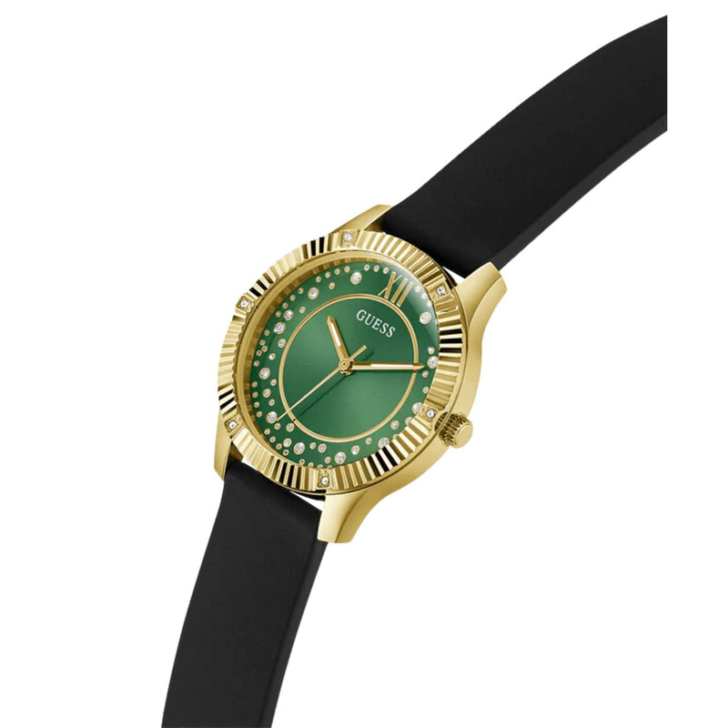Guess Starstruck GW0766L3 analog damklocka med grön urtavla och armband i gummi