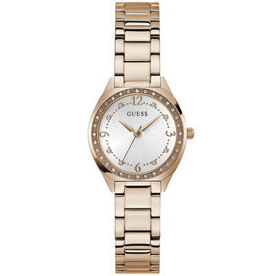 Guess Charlotte GW0767L3 analog damklocka med vit urtavla och armband i rostfritt stål