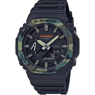 Casio G-Shock GA-2100SU-1AER analog herrklocka med flerfärgad urtavla och armband i resin