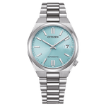 Citizen TSUYOSA NJ0200-50L analog herrklocka med turkos urtavla och armband i rostfritt stål