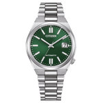 Citizen TSUYOSA NJ0200-50X analog herrklocka med grön urtavla och armband i rostfritt stål