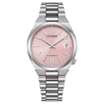 Citizen TSUYOSA Automatisk NJ0200-50Z analog damklocka med rosa urtavla och armband i rostfritt stål