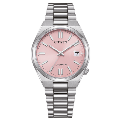 Citizen TSUYOSA Automatisk NJ0200-50Z analog damklocka med rosa urtavla och armband i rostfritt stål