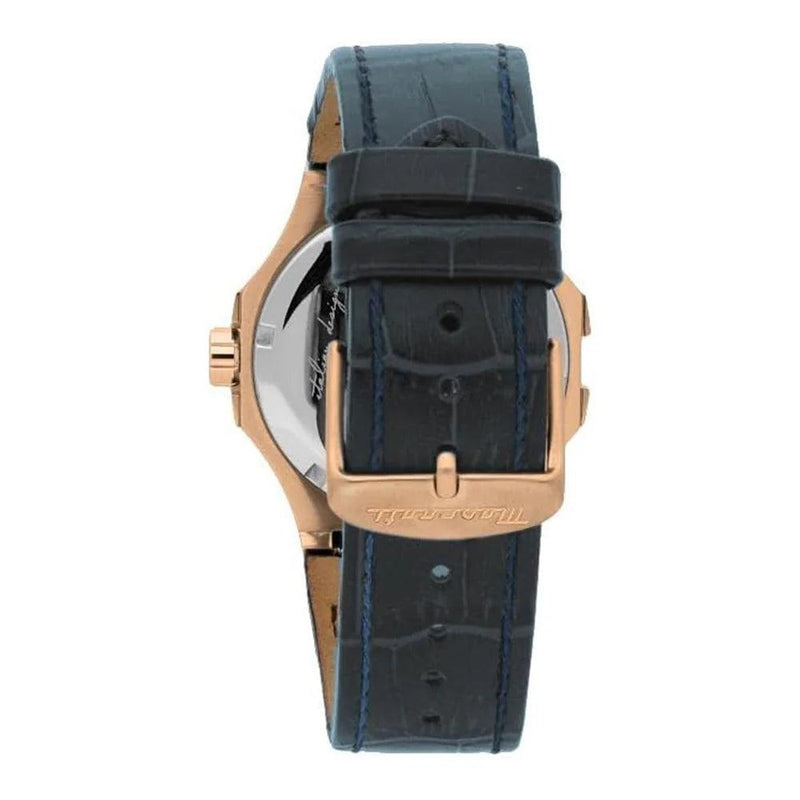 Maserati Potenza R8851108027 analog herrklocka med blå urtavla och armband i läder