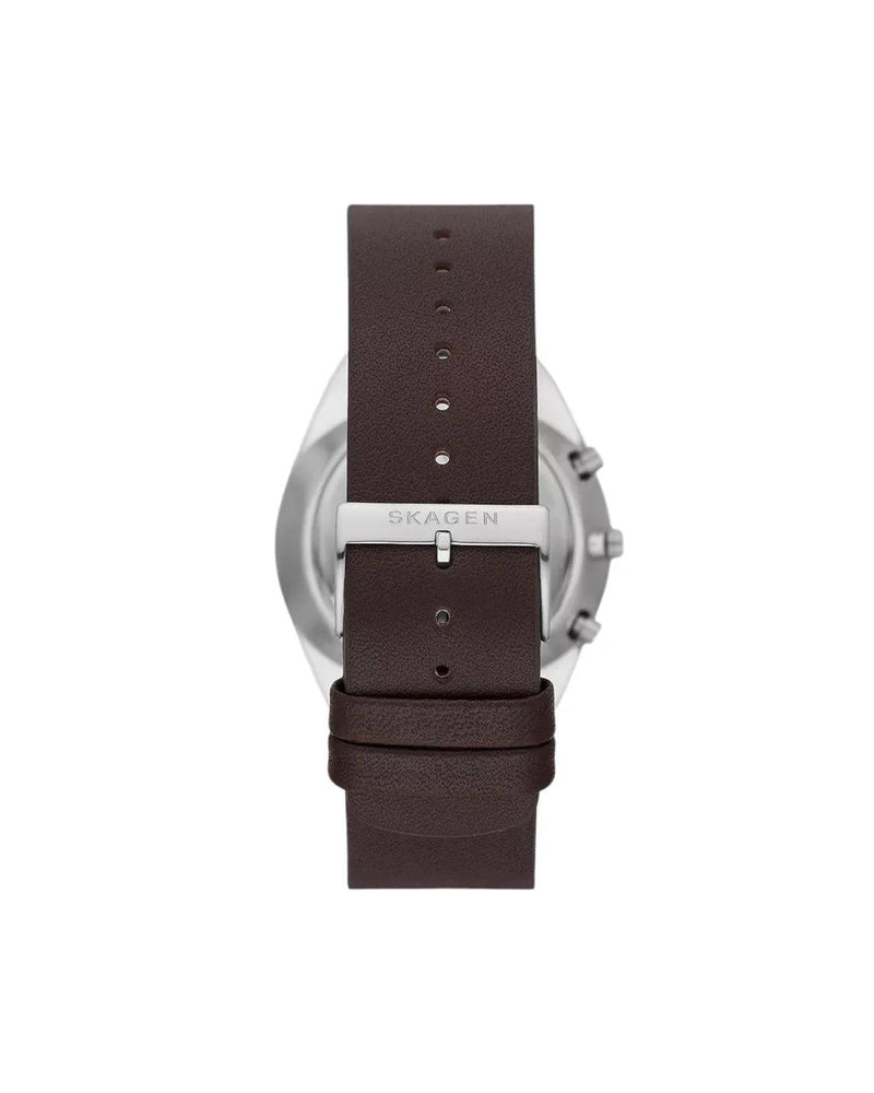 Skagen Grenen Chronograph SKW6842 analog herrklocka med blå urtavla och armband i läder