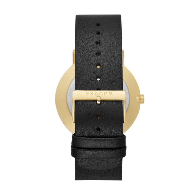 Skagen Kuppel SKW6896 analog herrklocka med svart urtavla och armband i läder