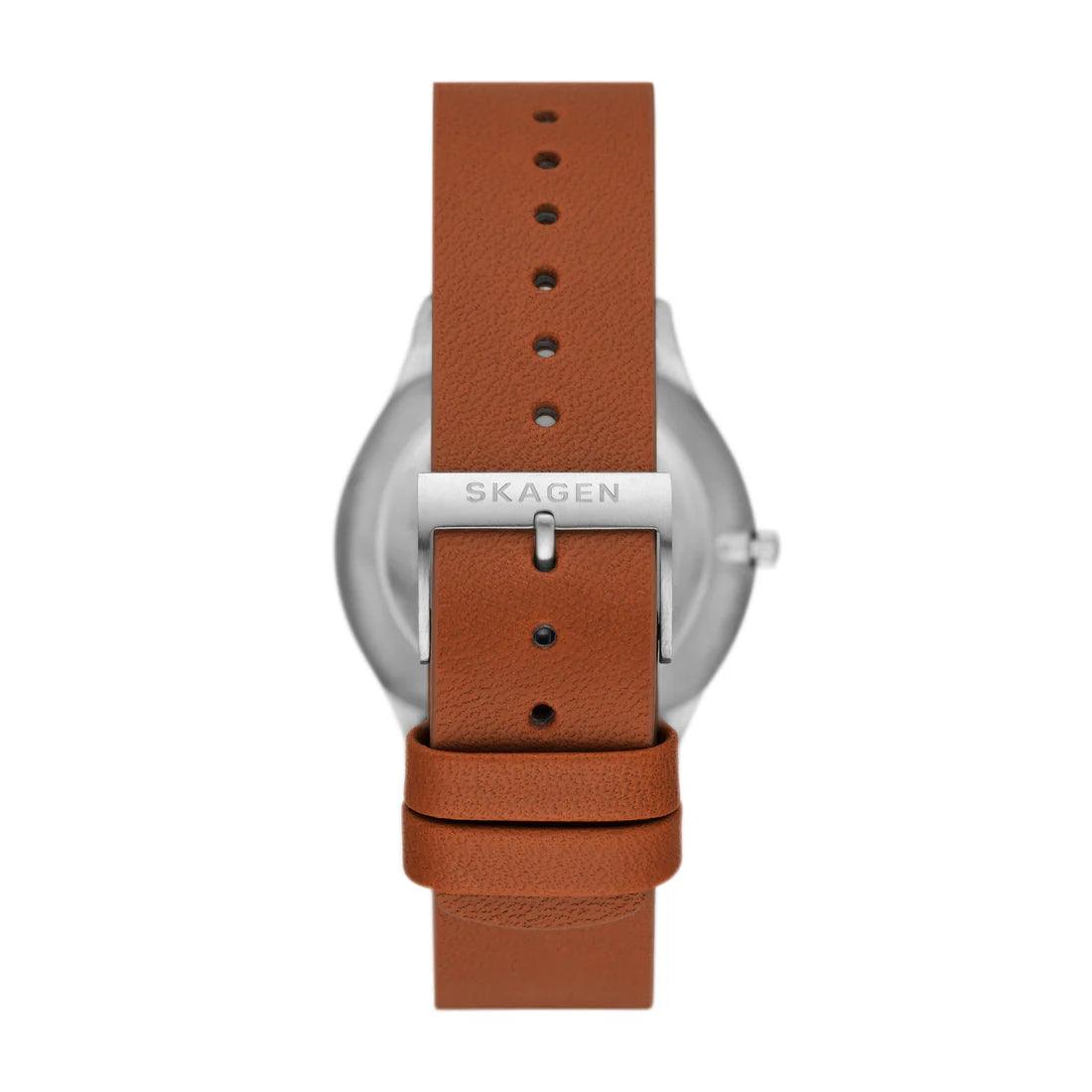 Skagen Sundby Titanium Ø40mm SKW6908 analog herrklocka med grön urtavla och armband i läder