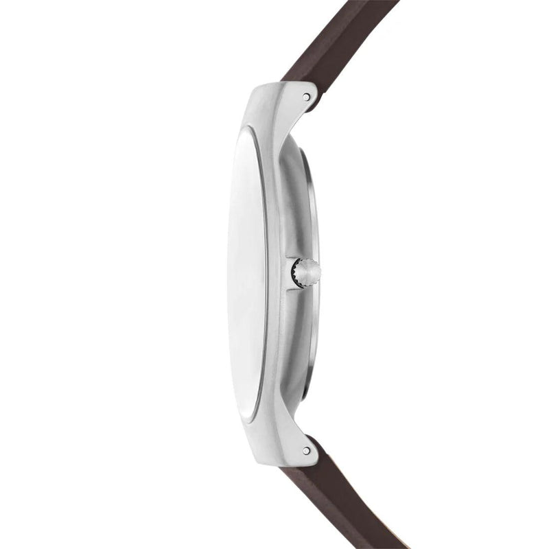 Skagen Sundby Titanium SKW6909 analog herrklocka med grå urtavla och armband i läder