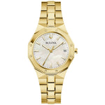 Bulova Classic Prestige 97M119 analog damklocka med vit urtavla och armband i rostfritt stål