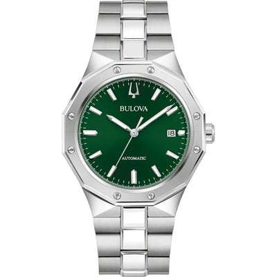 Bulova Classic 96B464 analog herrklocka med grön urtavla och armband i rostfritt stål