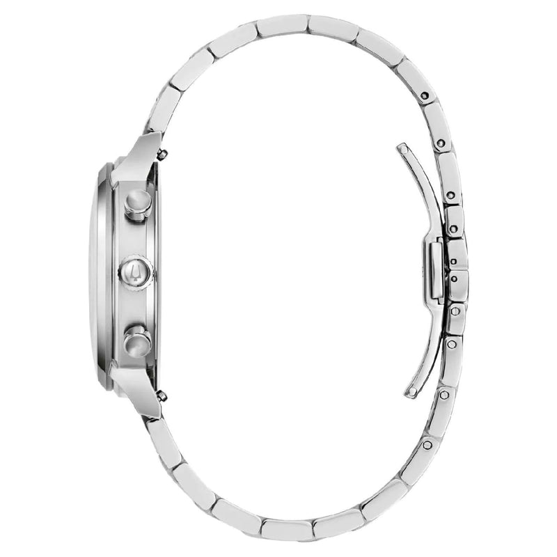 Bulova Classic Kronograf 96B458 analog herrklocka med blå urtavla och armband i rostfritt stål