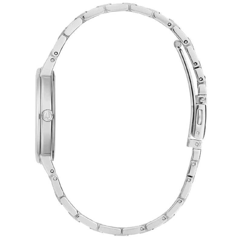 Bulova Classic 96L335 analog damklocka med rosa urtavla och armband i rostfritt stål