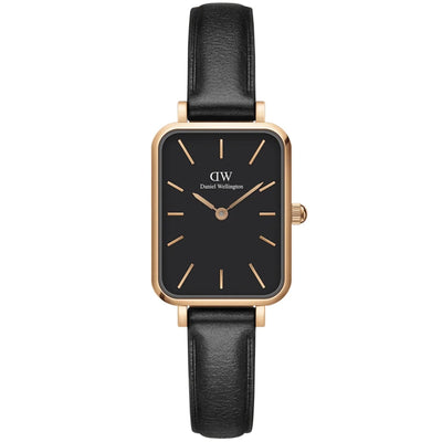 Daniel Wellington Quadro Pressed DW00100435 analog damklocka med svart urtavla och armband i läder