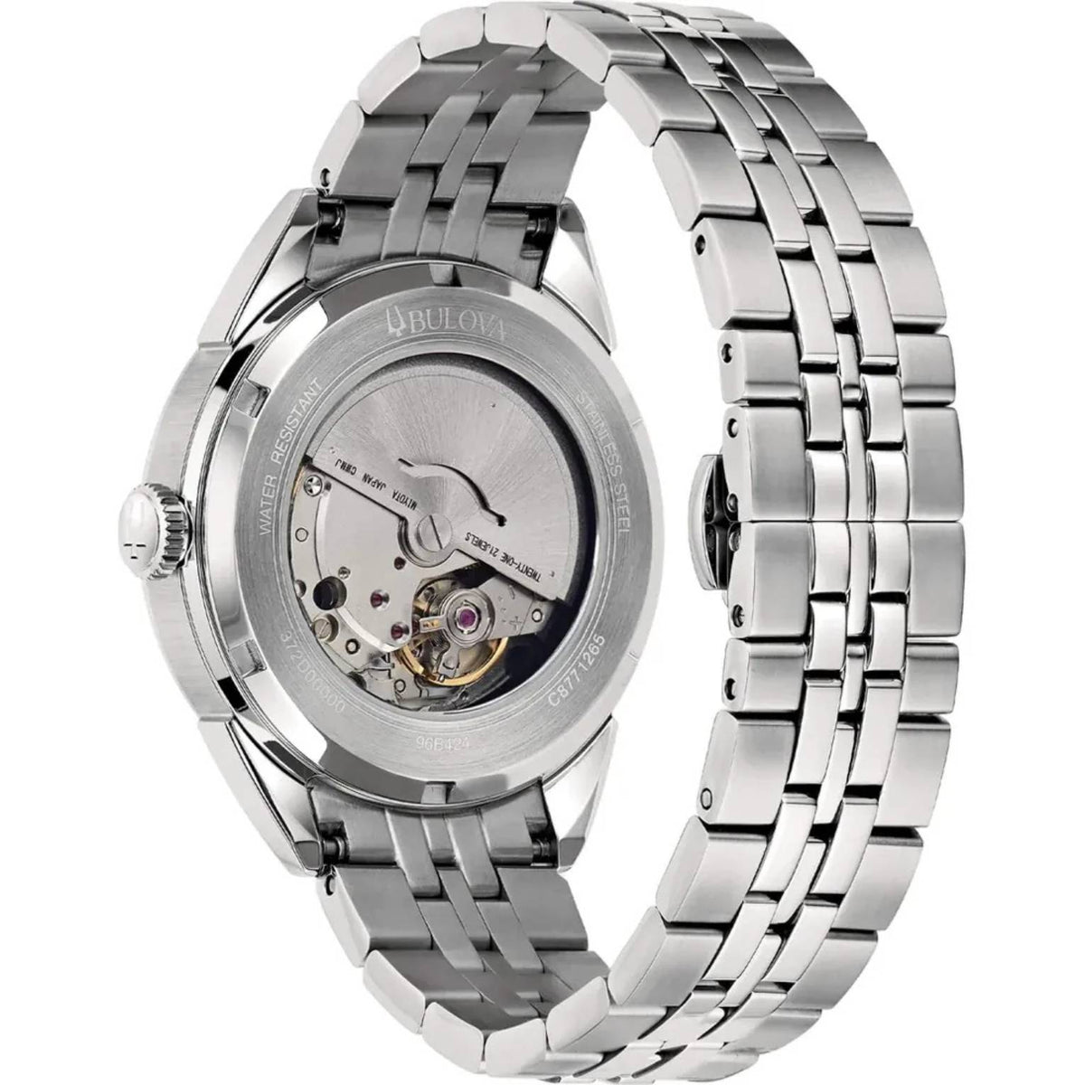 Bulova Sutton Automatic 96B425 analog herrklocka med blå urtavla och armband i rostfritt stål