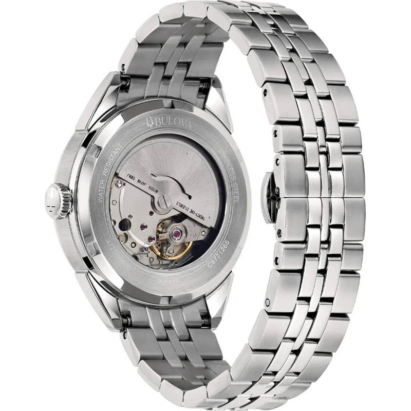 Bulova Sutton Automatic 96B425 analog herrklocka med blå urtavla och armband i rostfritt stål
