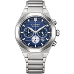 Citizen Eco-Drive Titanium CA4691-59L analog herrklocka med blå urtavla och armband i titan