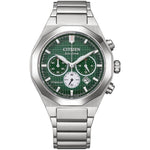 Citizen Zenshin Senkei Super Titanium CA4691-59X analog herrklocka med grön urtavla och armband i titan